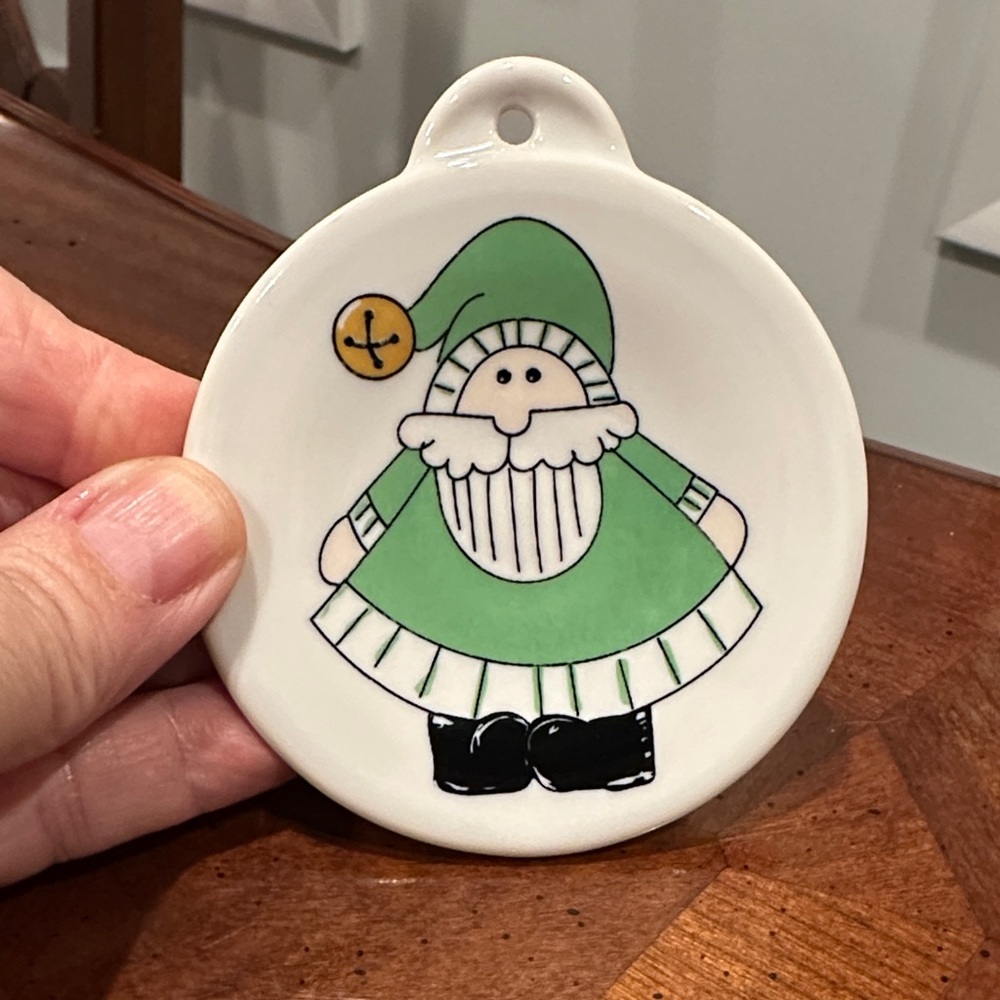 Fiesta Green and White Santa Ornament